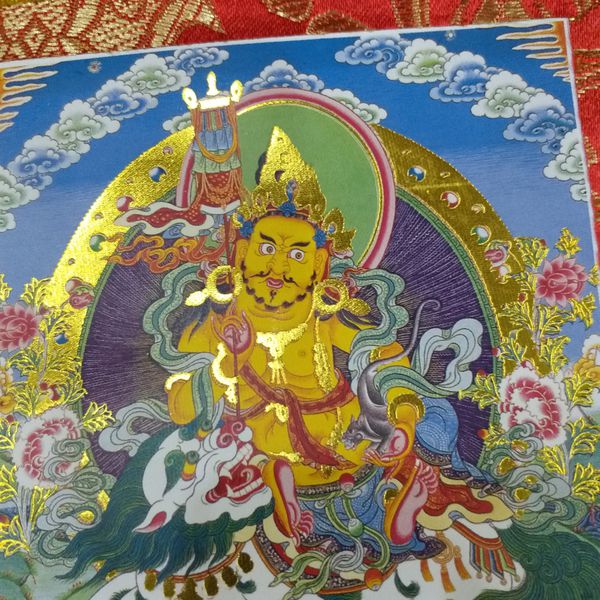 Tranh Thangka Tài Bảo Thiên Vương_35x20cm